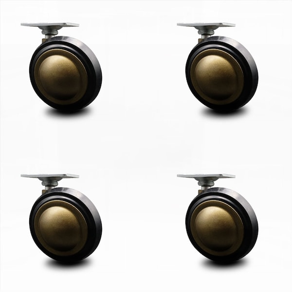 3 Inch Windsor Antique Soft Tread Ball Caster - Top Plate - SCC, 4PK